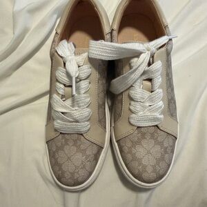 Kate Spade Beige and White Floral Sneakers